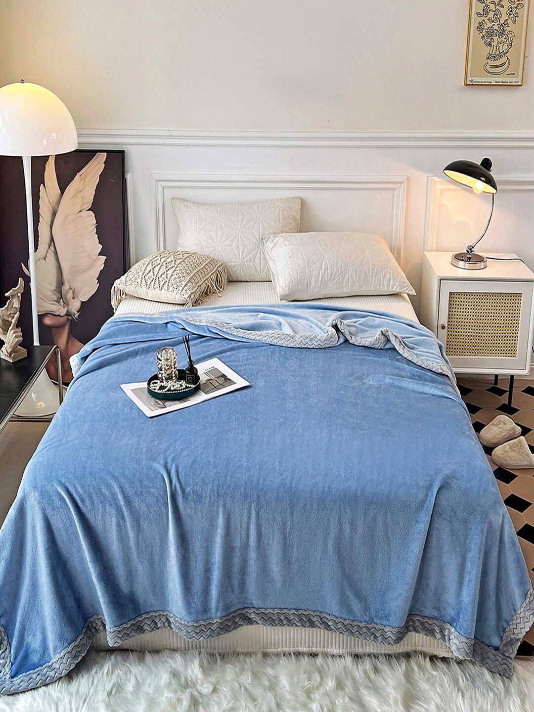 

JC Collection Blue & Grey Mild Winter 350 GSM Double Bed Blanket