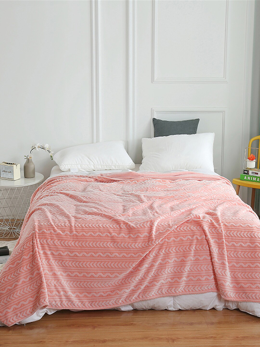

JC Collection Orange Geometric Mild Winter 300 GSM Double Bed Blanket