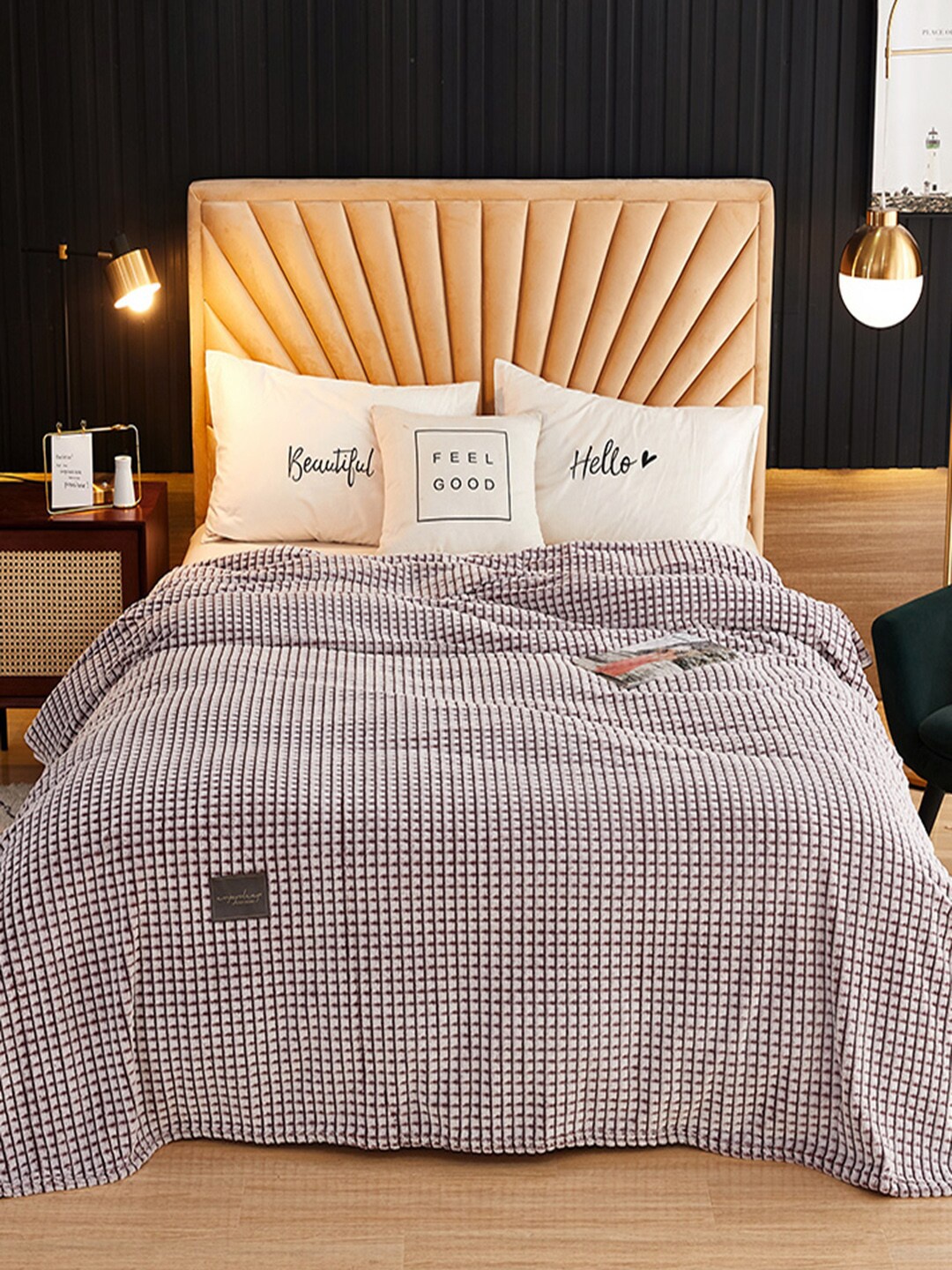 

JC Collection Maroon Checked Mild Winter 233 GSM Double Bed Blanket