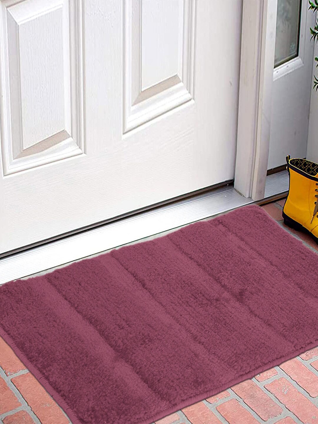 

Kuber Industries Set Of 2 Purple Striped Patterned Cotton Doormats