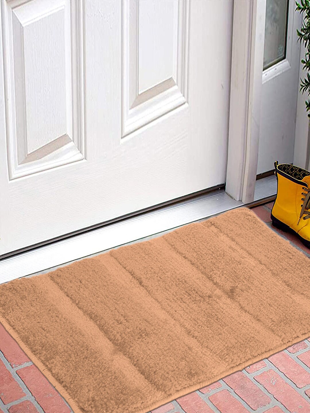 

Kuber Industries Set Of 2 Brown Striped Anti-Skid Cotton Doormats