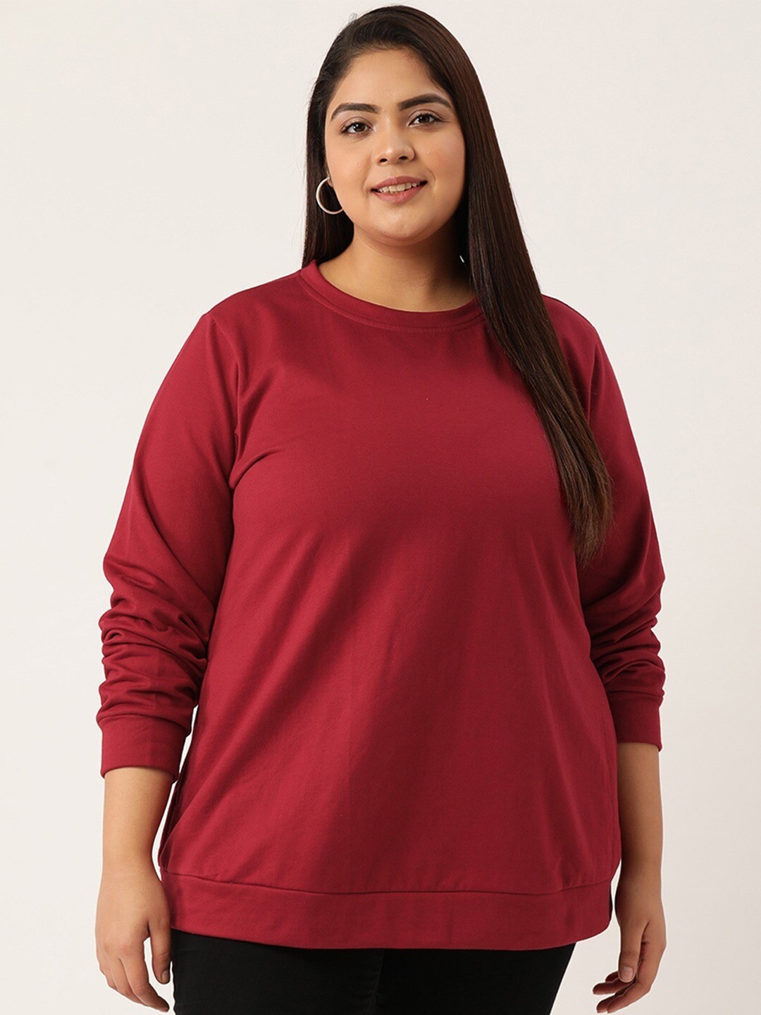 

theRebelinme Women Maroon Fleece Sweatshirt
