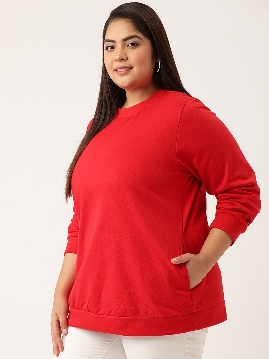 

theRebelinme Women Red Fleece Sweatshirt