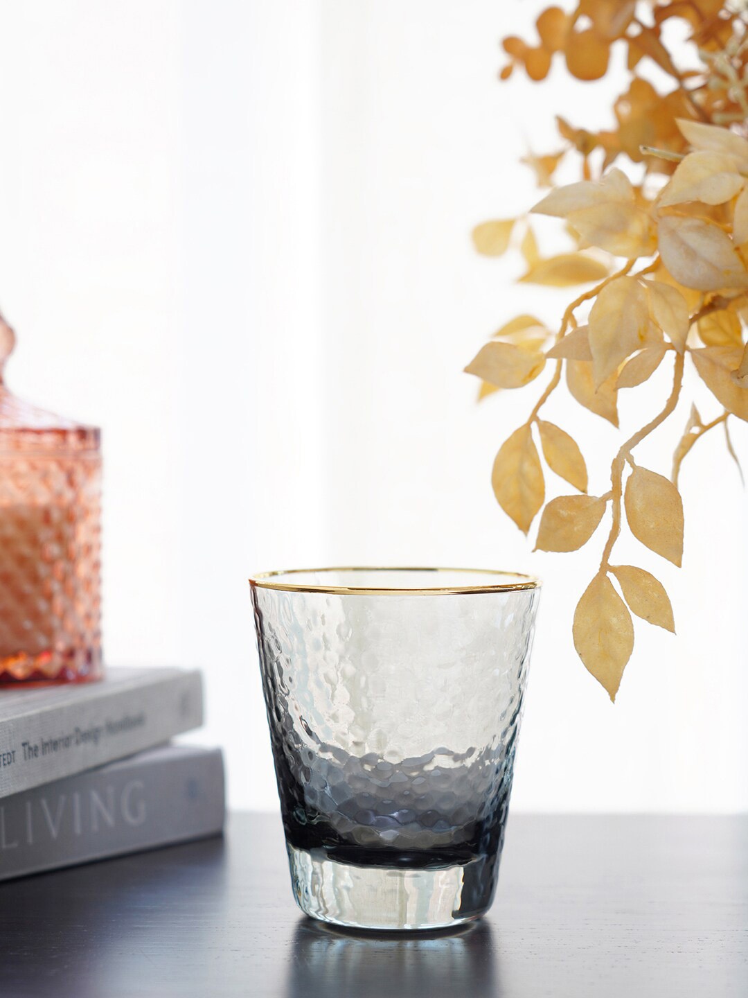 

Pure Home and Living Smoke Quartz Grey Set Of 4 Hammered Water Or Juice Glasses