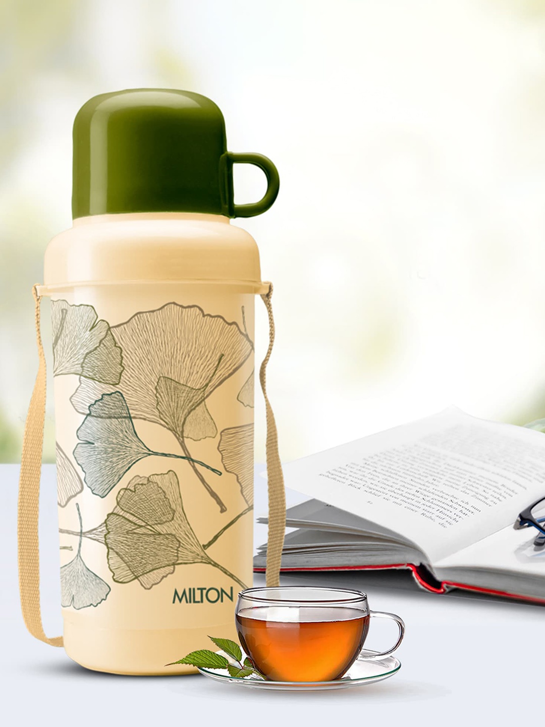 

Milton Mat Green Imagination 1000 Insulated Hot or Cold Flask 1 L, Cream