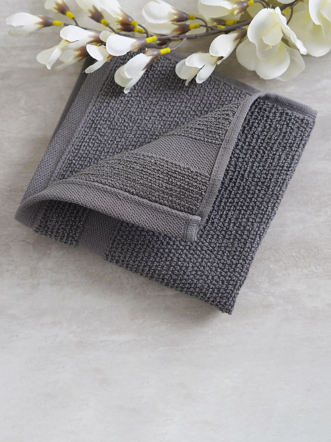 

Pure Home and Living Pack Of 8 Grey Solid 550 GSM Cotton Towel Set