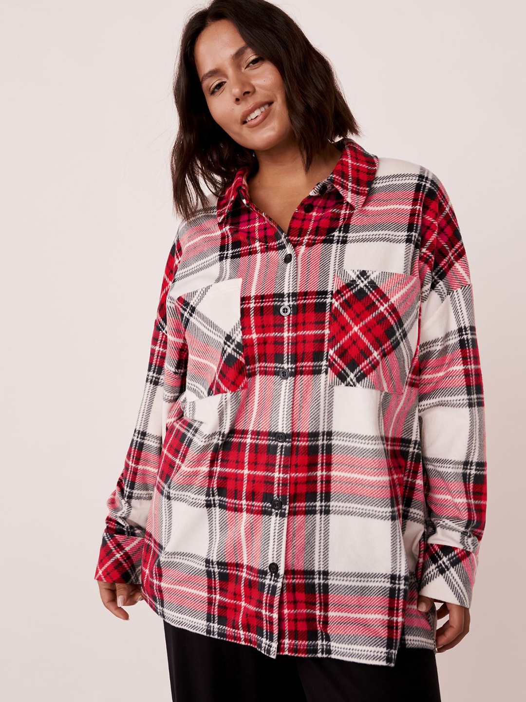 

La Vie en Rose Women Pink & Red Checked Lounge Tshirt