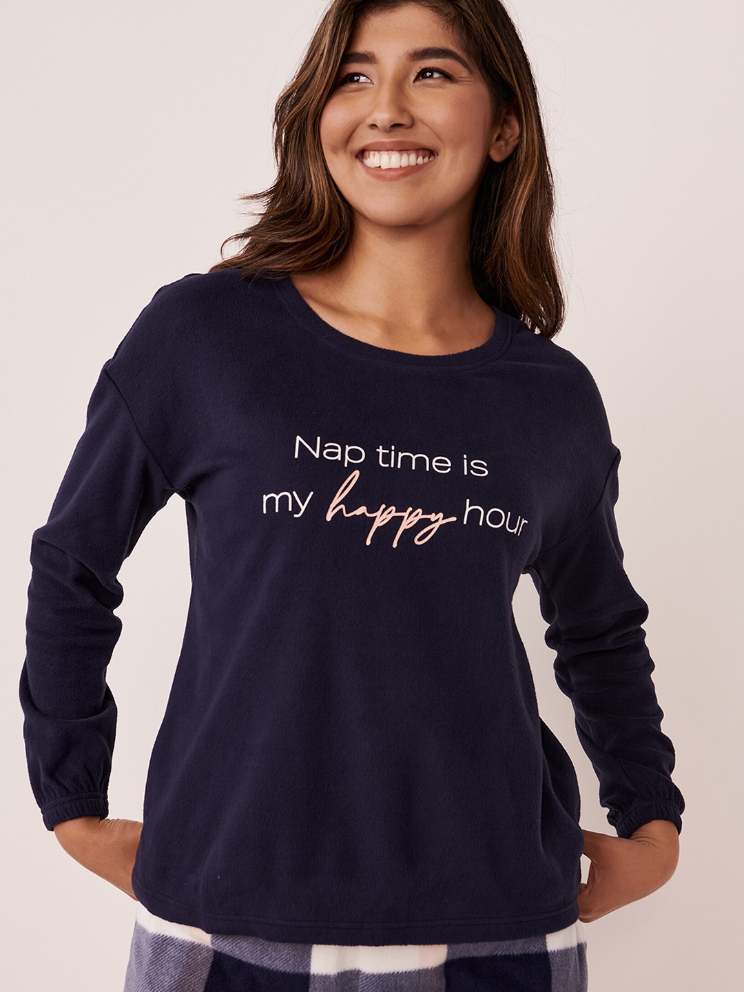 

La Vie en Rose Women Blue & White Printed Lounge Tshirts