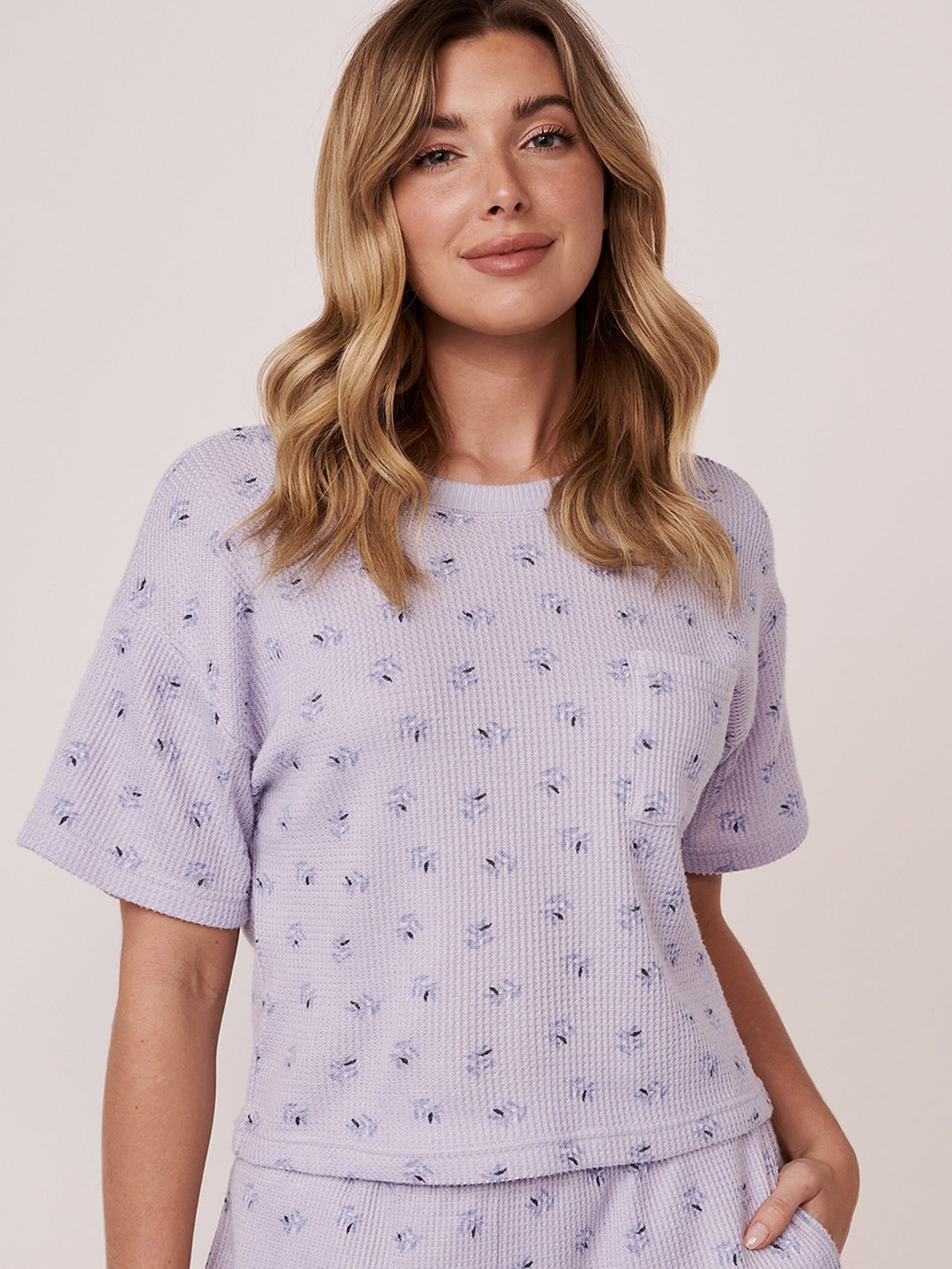 

La Vie en Rose Women Blue & Black Printed Lounge Tshirts
