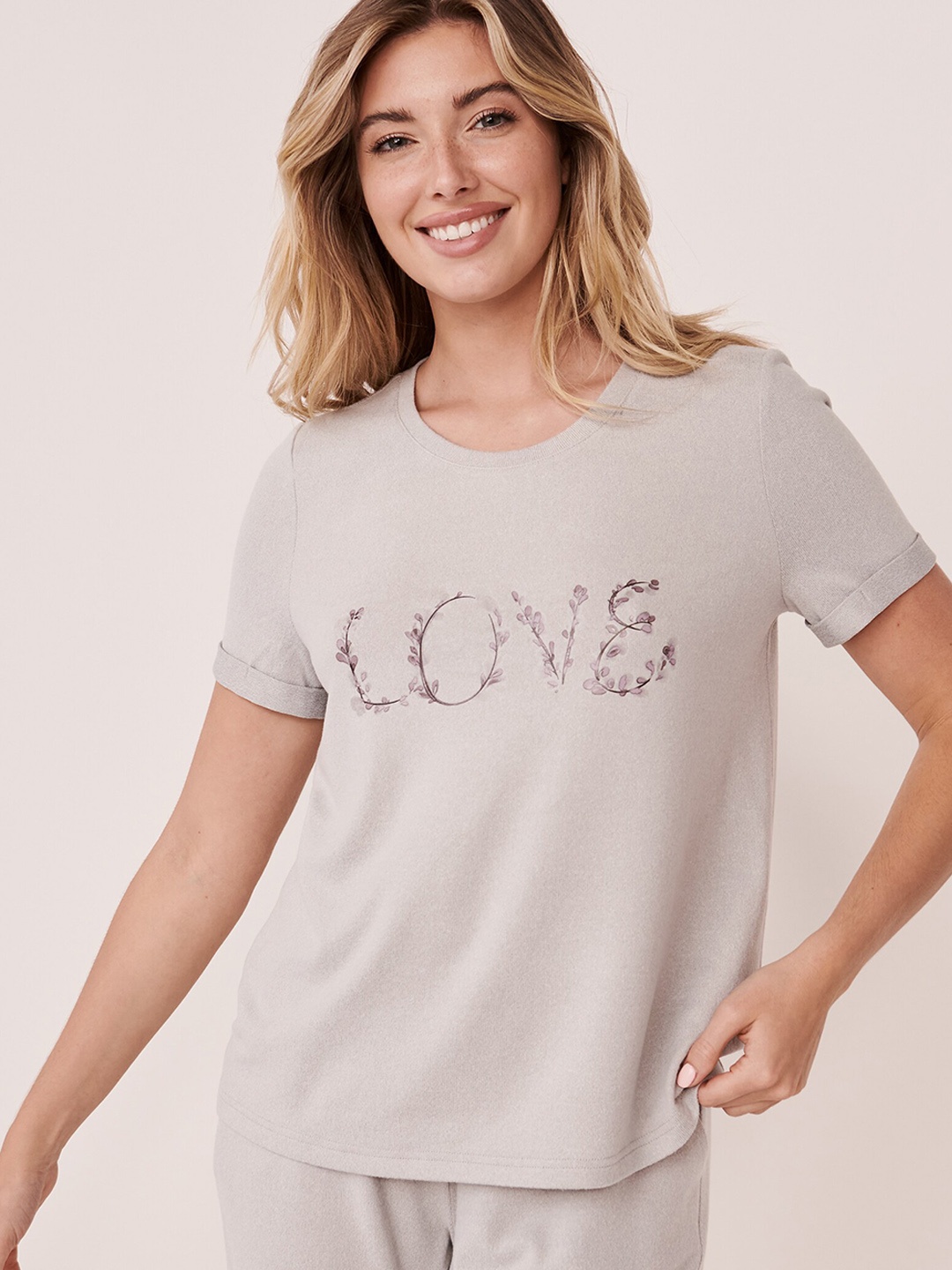 

La Vie en Rose Women Grey Printed Lounge Tshirts