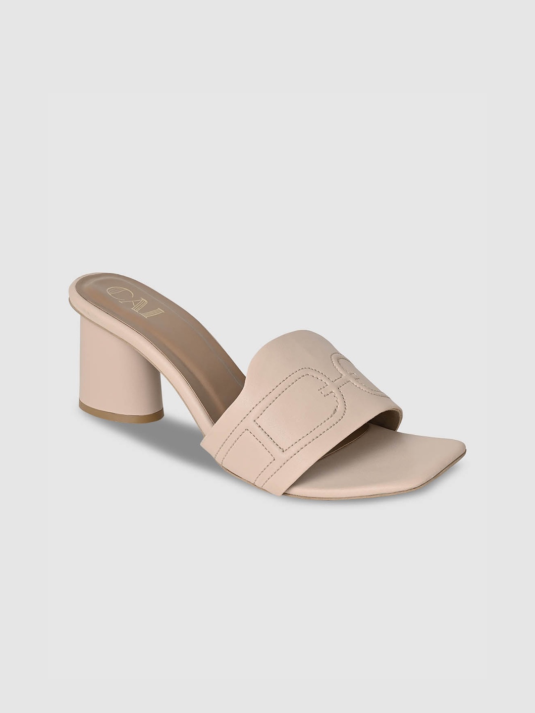 

CAI Women Beige Solid Synthetic Leather Block Heels