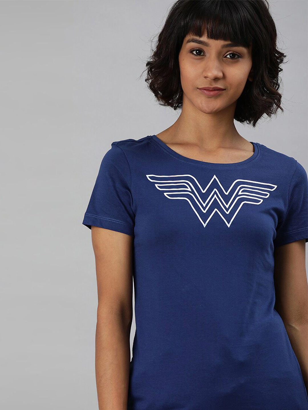 

Kook N Keech Wonder Woman Women Navy Blue Wonder Woman Printed T-shirt