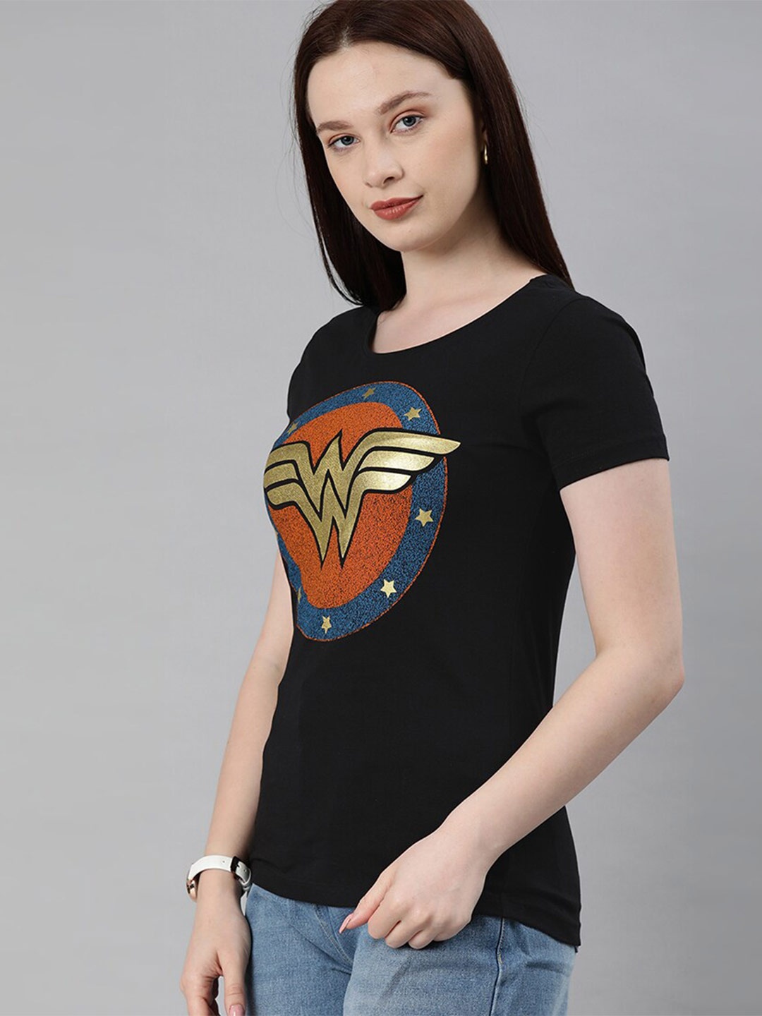 

Kook N Keech Wonder Woman Women Black Wonder Woman Printed T-shirt