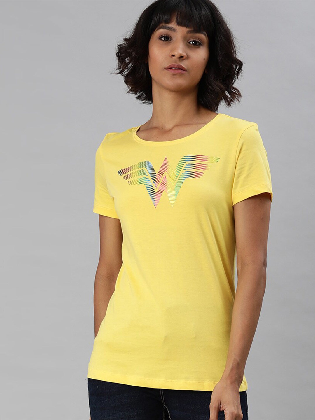 

Kook N Keech Wonder Woman Women Yellow Wonder Woman Printed T-shirt