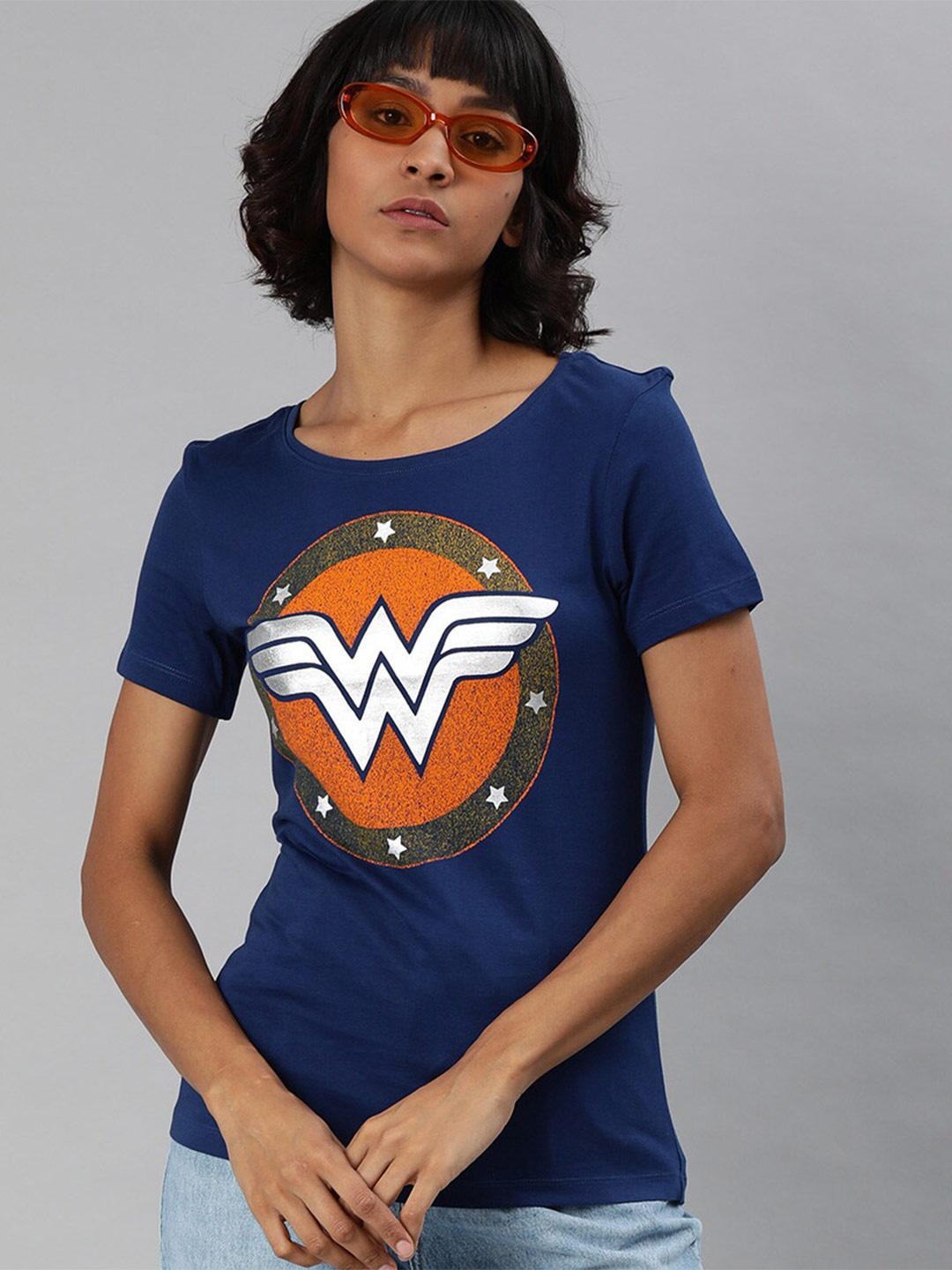 

Kook N Keech Wonder Woman Women Navy Blue Wonder Woman Printed T-shirt