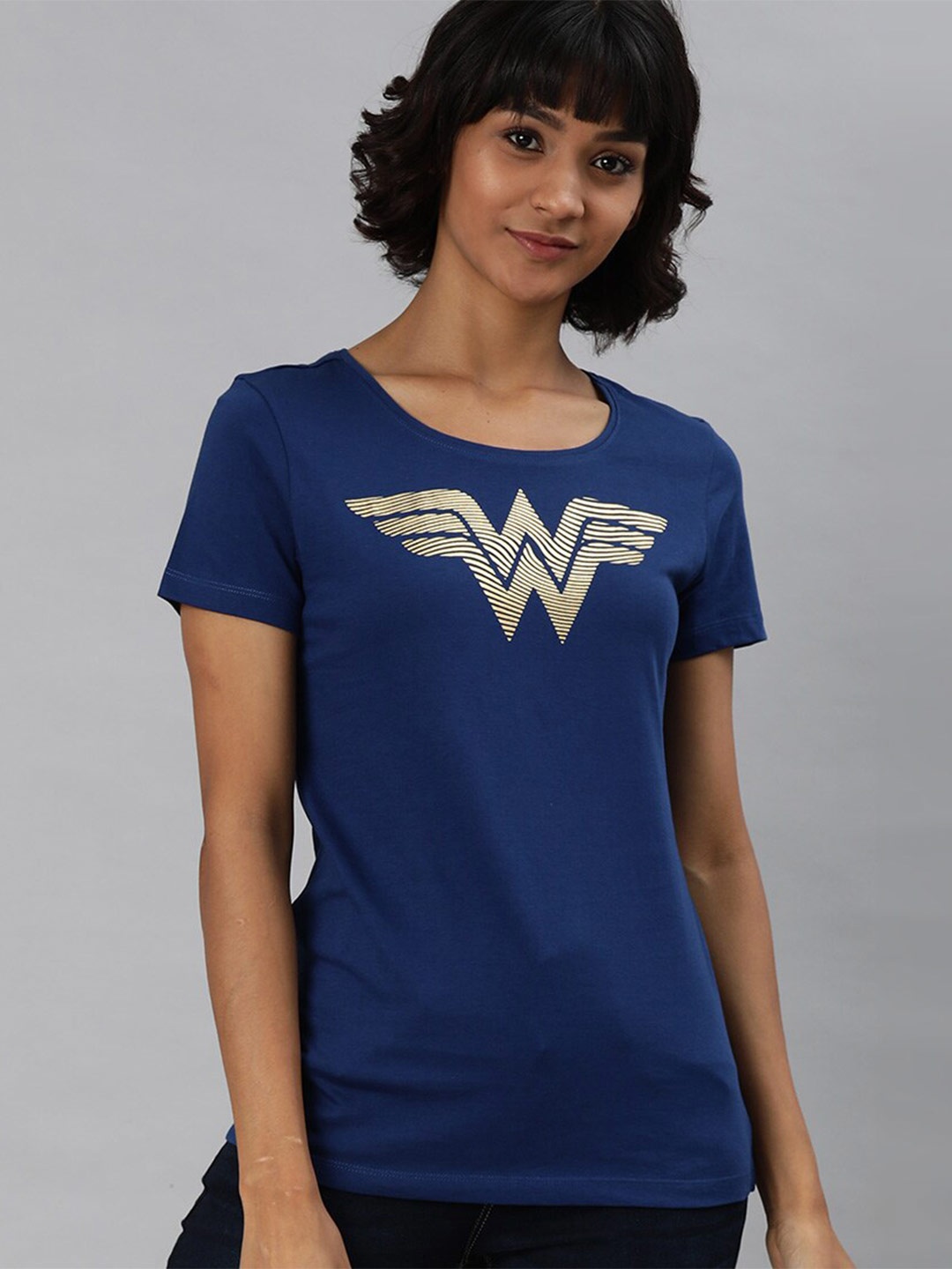 

Kook N Keech Wonder Woman Women Navy Blue Wonder Woman Printed T-shirt