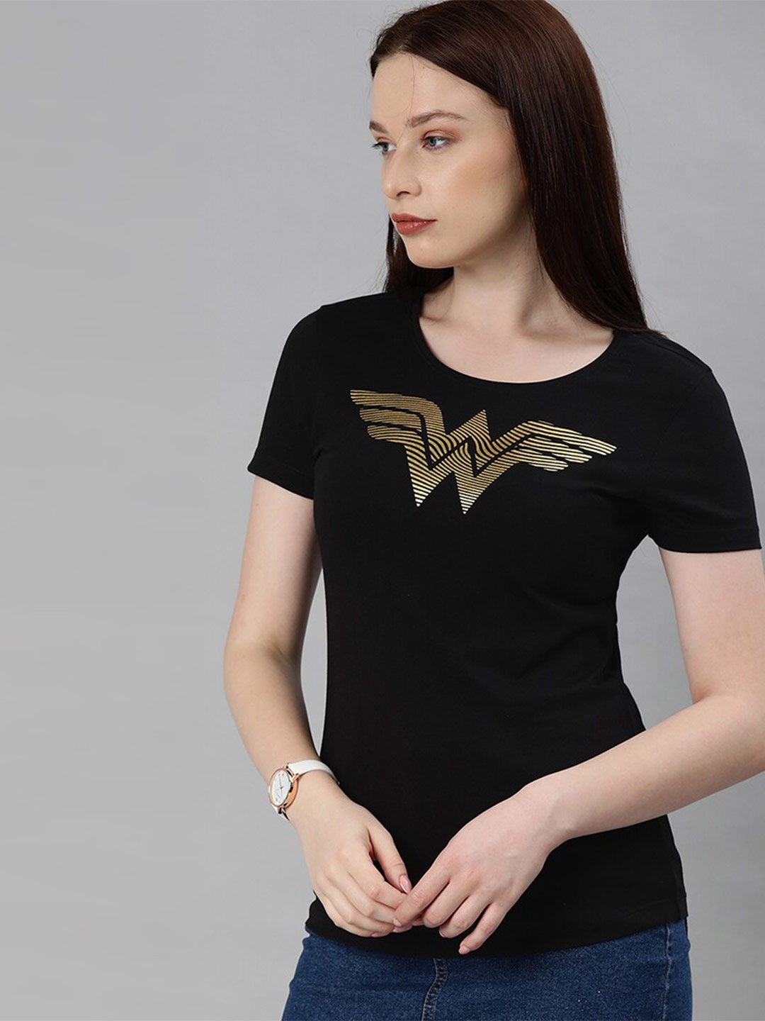 

Kook N Keech Wonder Woman Women Black Wonder Woman Printed T-shirt