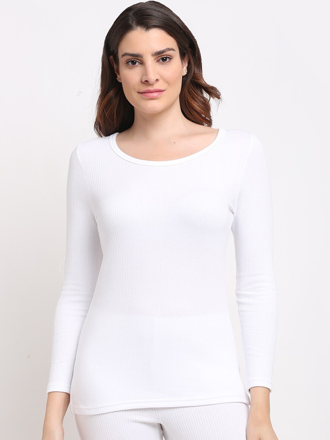 

Aerowarm Women White Solid Full Sleeve Thermal Top