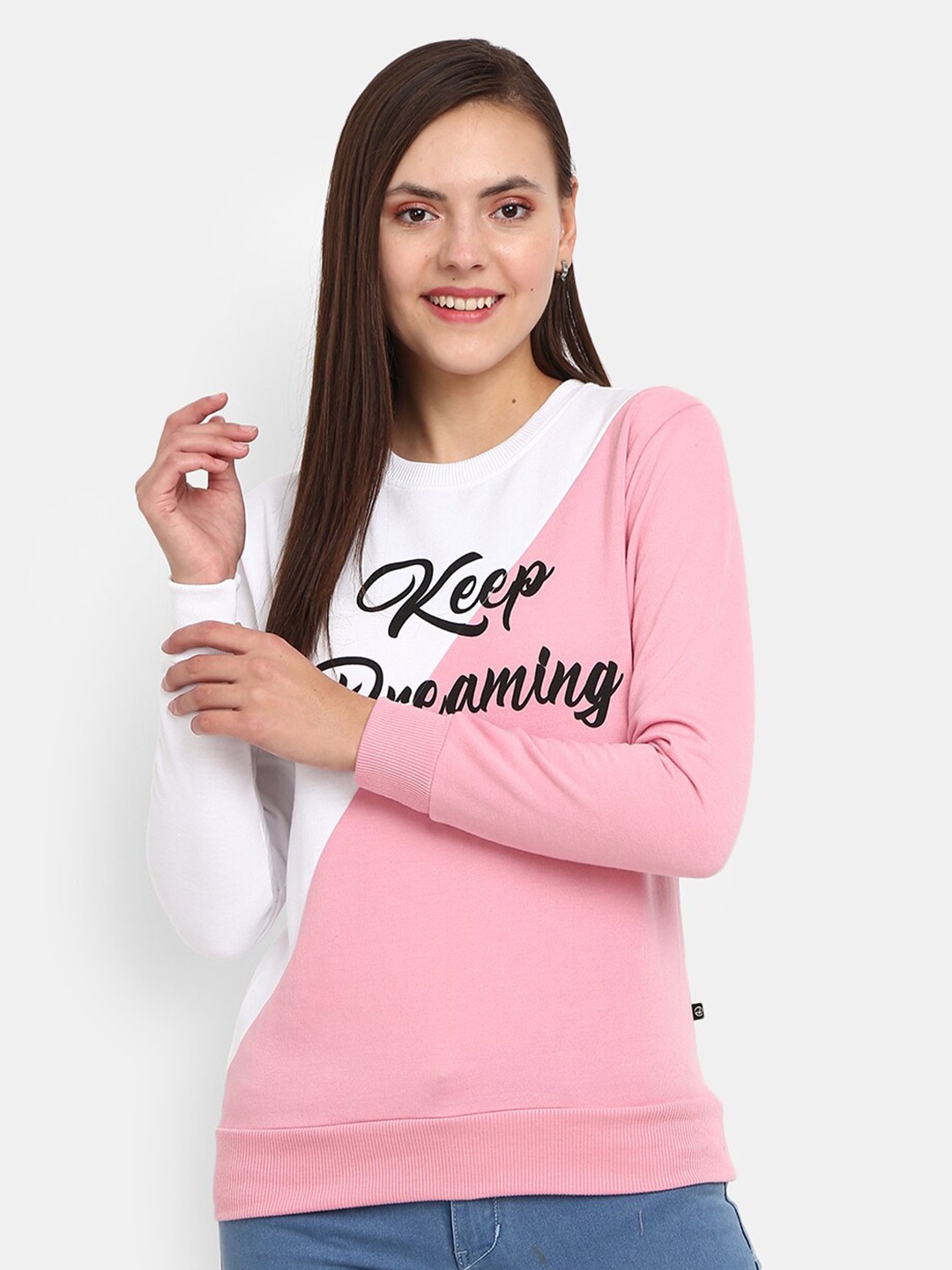 

V-Mart Women Pink Printed Fleece Sweatshirt