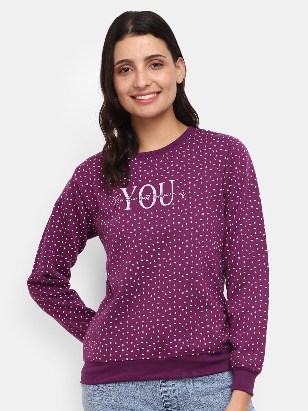 

V-Mart Women Purple Printed Sweatshirt