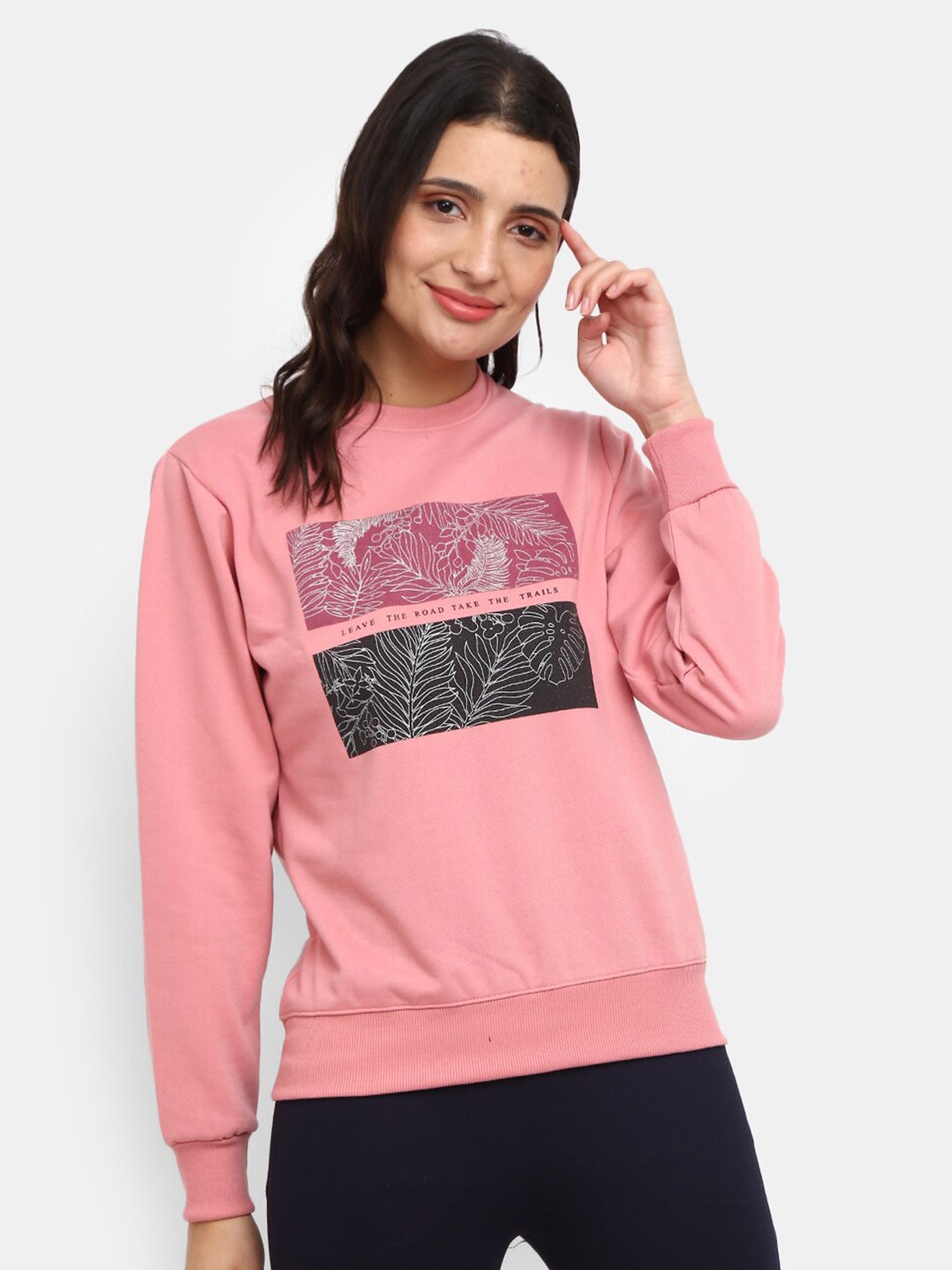 

V-Mart Women Pink Printed Sweatshirt
