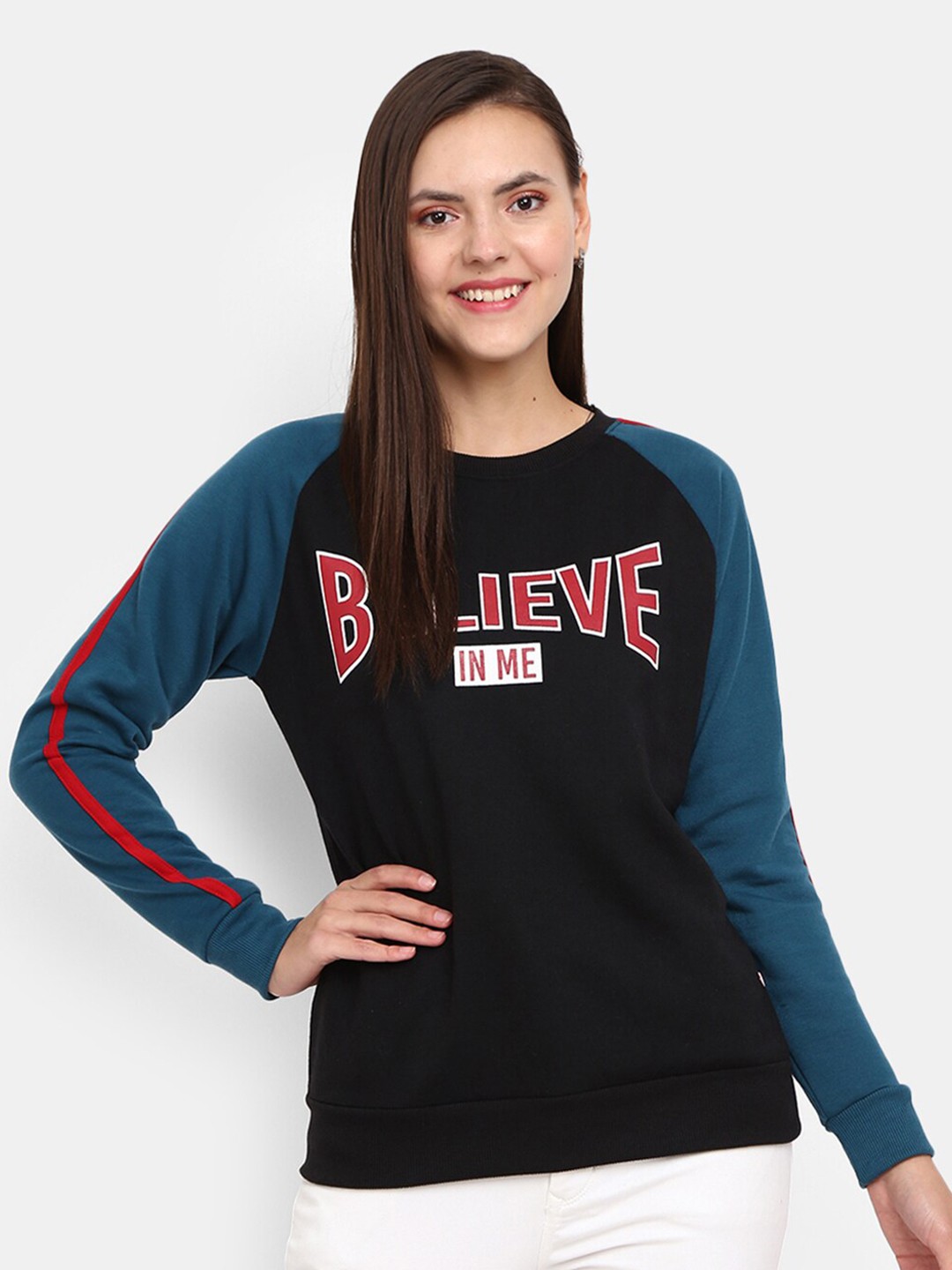 

V-Mart Women Black Printed Sweatshirt