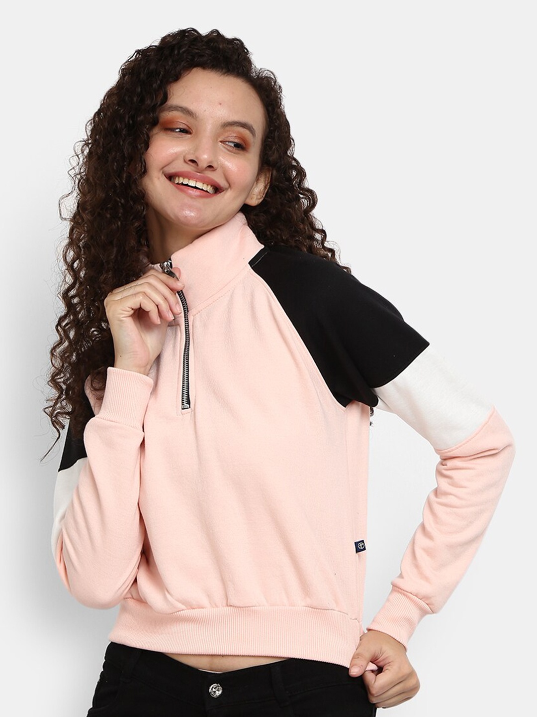 

V-Mart Women Pink Colourblocked Sweatshirt