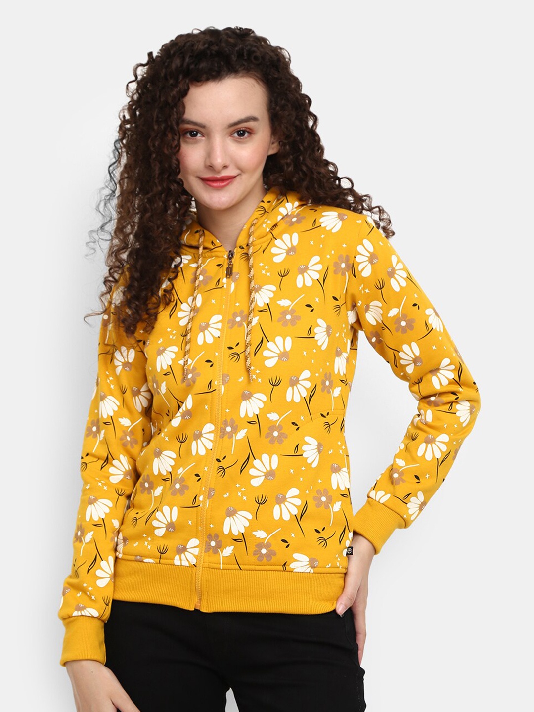 

V-Mart Women Mustard Yellow Printed Sweatshirt