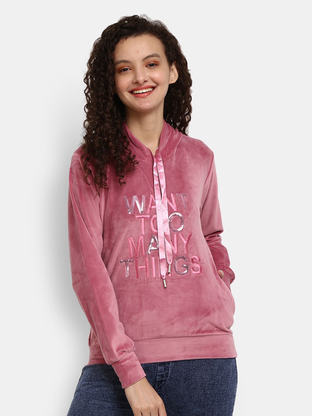 

V-Mart Women Pink Printed Sweatshirt