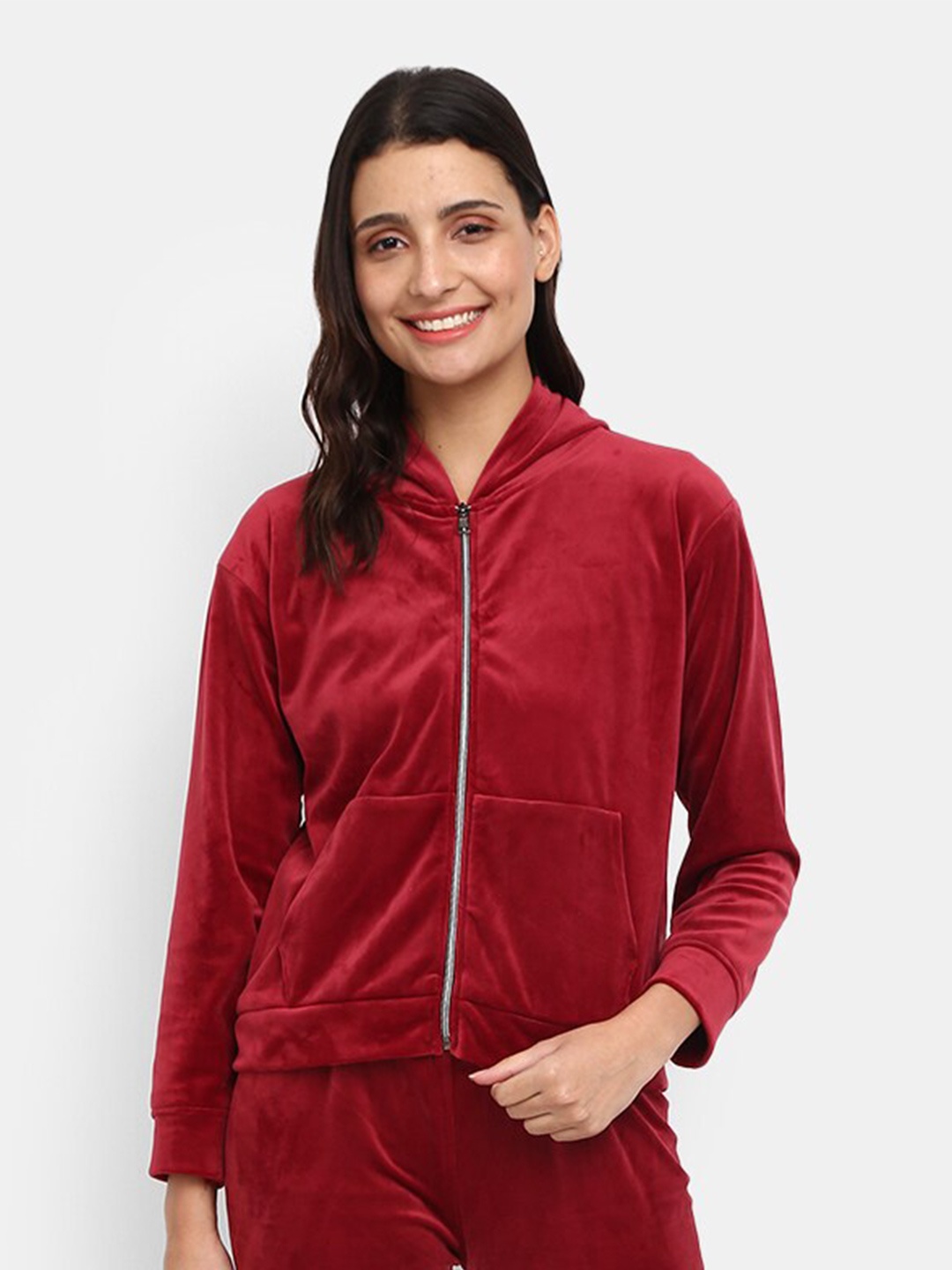 

V-Mart Women Red Hooded Sweatshirt