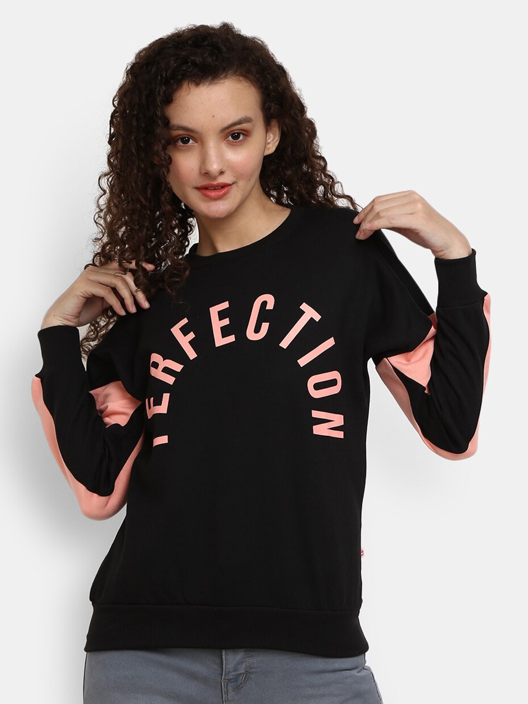 

V-Mart Women Black Printed Sweatshirt