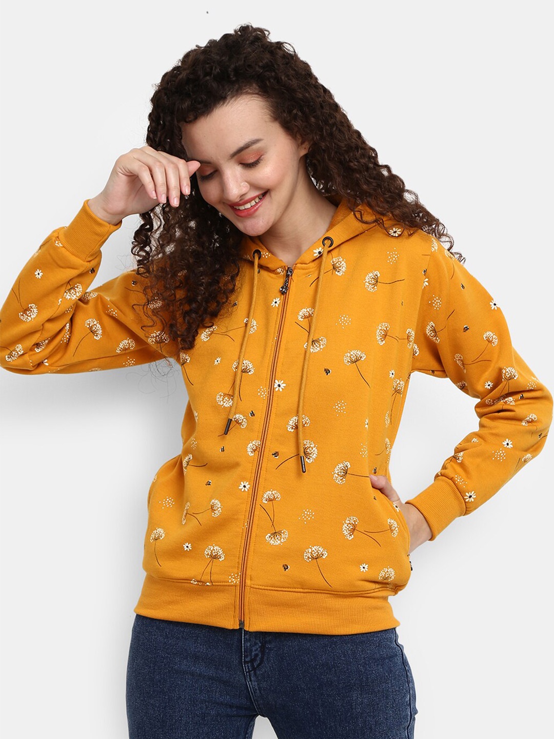 

V-Mart Women Mustard Yellow Printed Sweatshirt