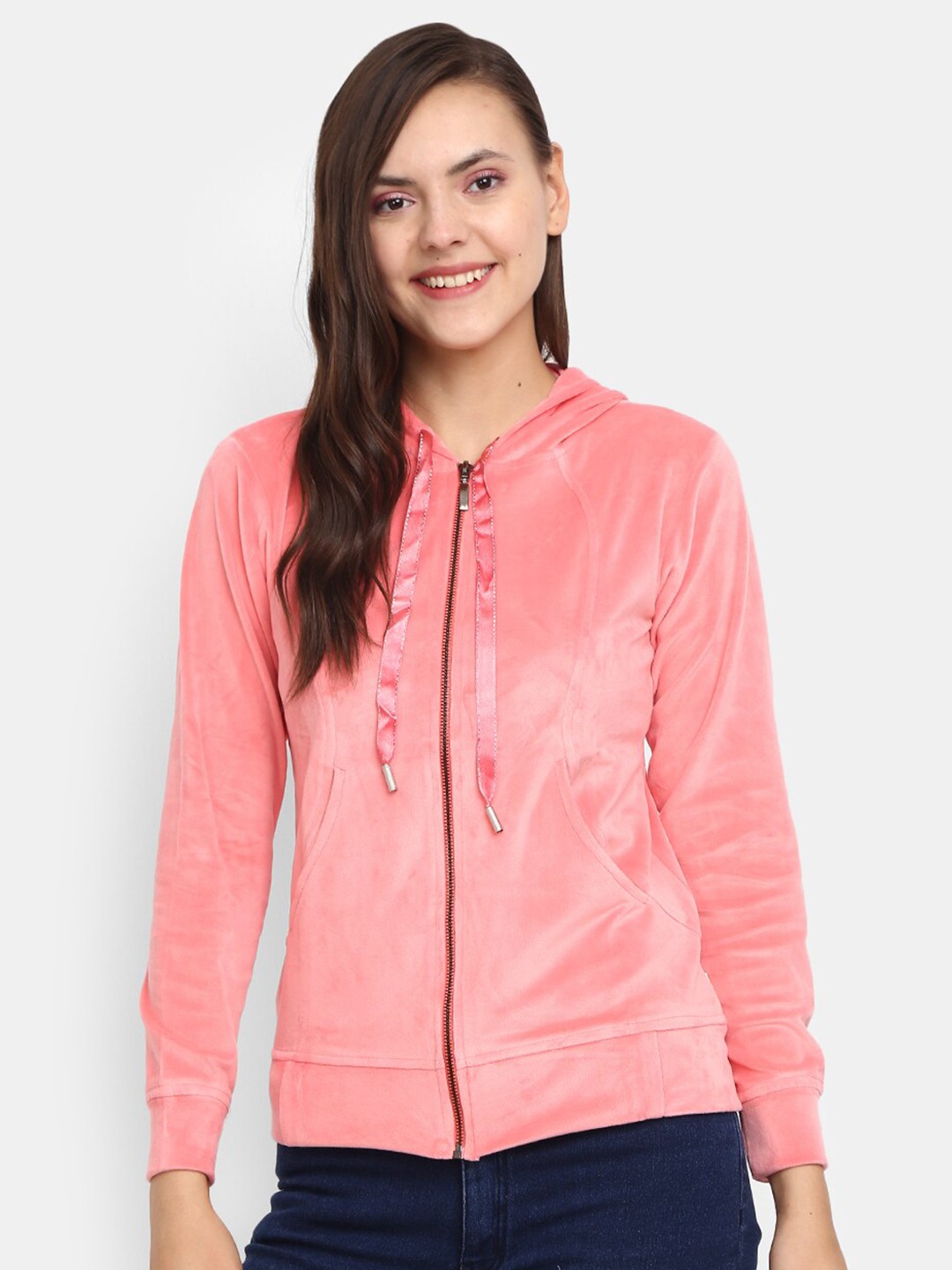 

V-Mart Women Coral Hooded Sweatshirt