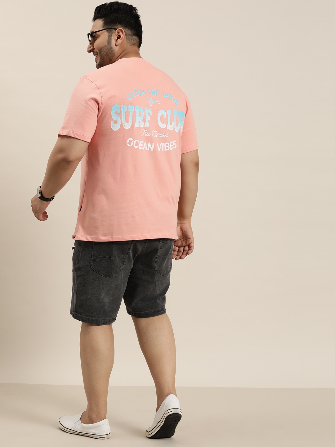 

Sztori Plus Size Printed Pure Cotton T-shirt, Pink