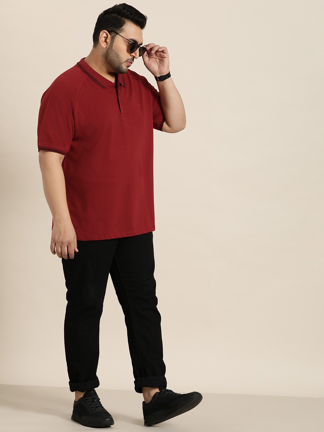 

Sztori Plus Size Polo Collar Pure Cotton T-shirt, Maroon