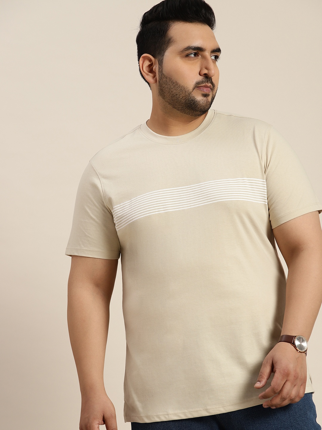 

Sztori Plus Size Striped T-shirt, Green