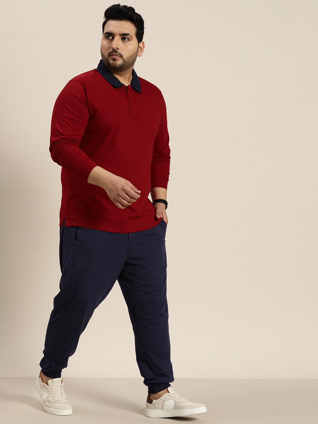

Sztori Plus Size Contrast Collar Regular-Fit Polo T-shirt, Maroon