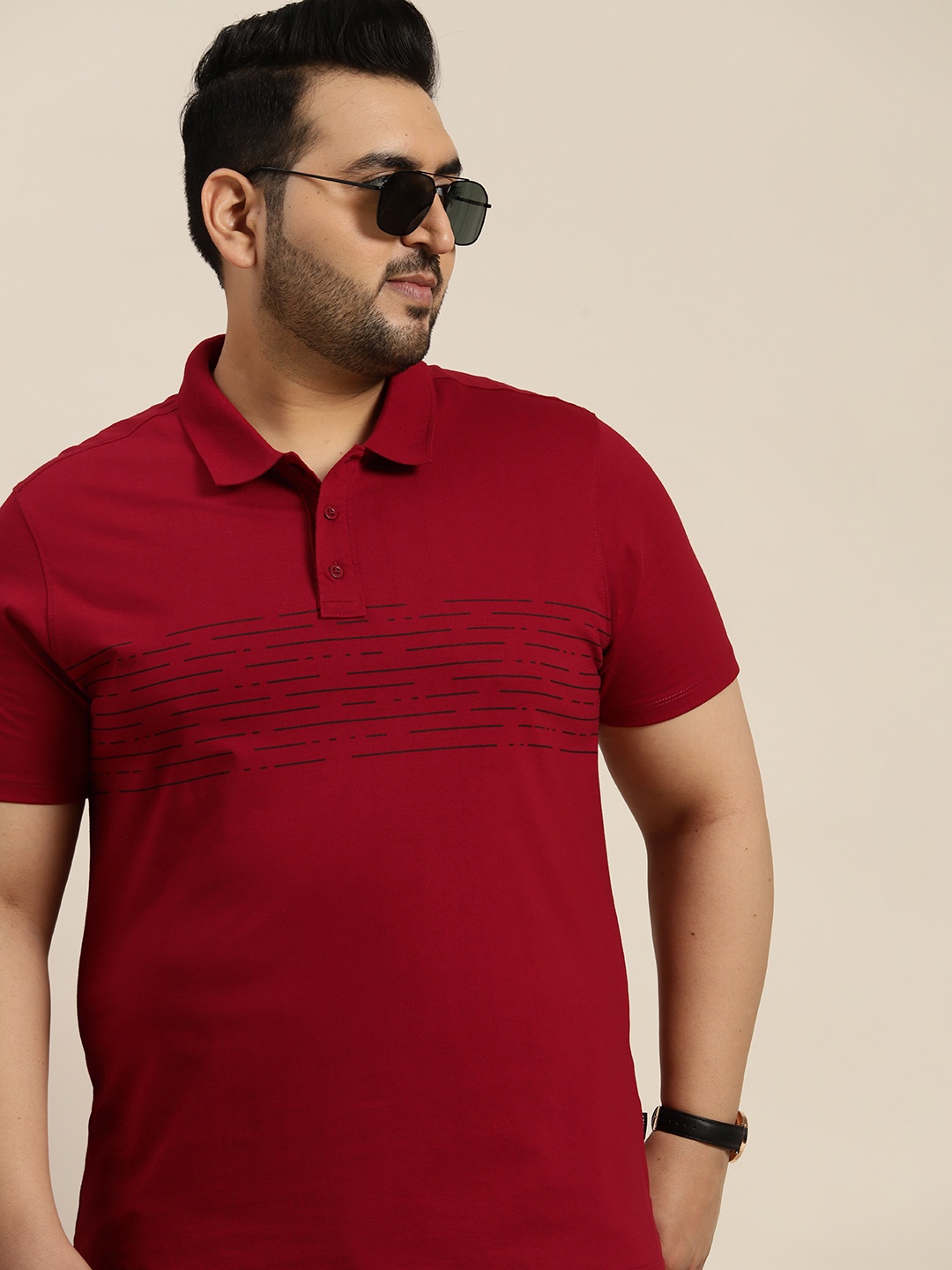 

Sztori Plus Size Polo Collar Regular Fit T-shirt, Red