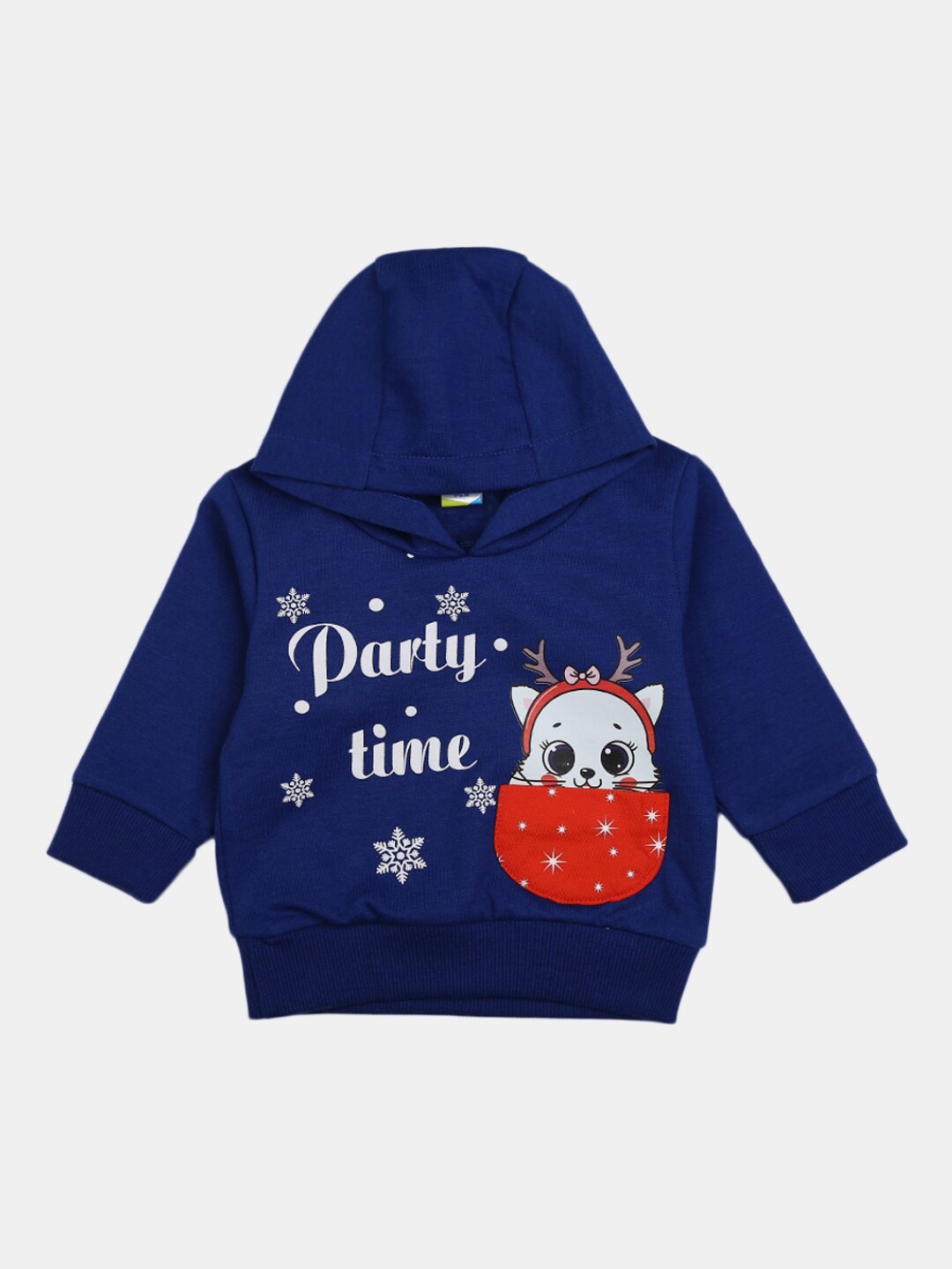 

V-Mart Kids Blue Printed Hooded Cotton Sweatshirt