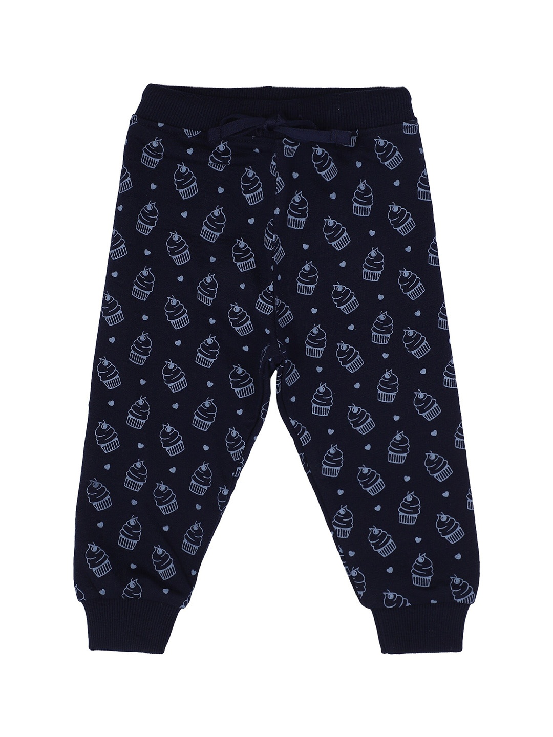 

Bodycare Kids Infant Girls Navy Blue Printed Cotton Joggers