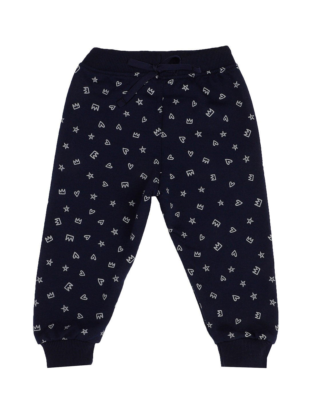 

Bodycare Kids Girls Navy Blue Printed Cotton Joggers