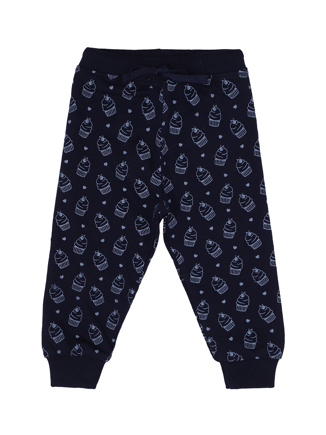 

Bodycare Kids Infant Girls Navy Blue Printed Cotton Joggers