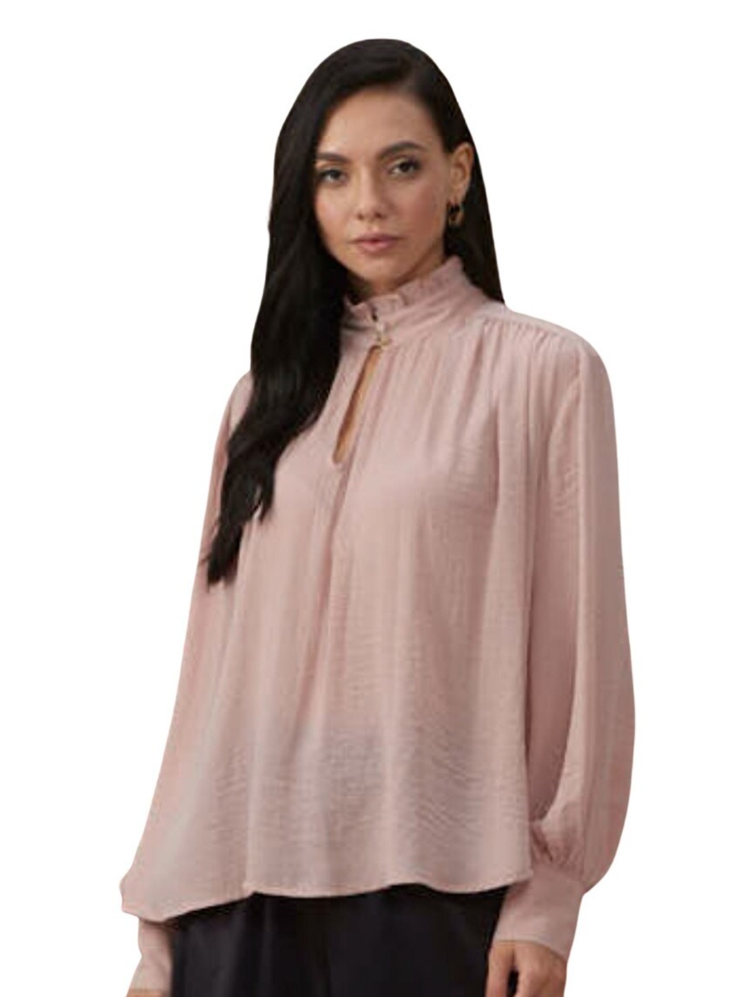 

Style Island Women Pink Ruffles Crepe Top