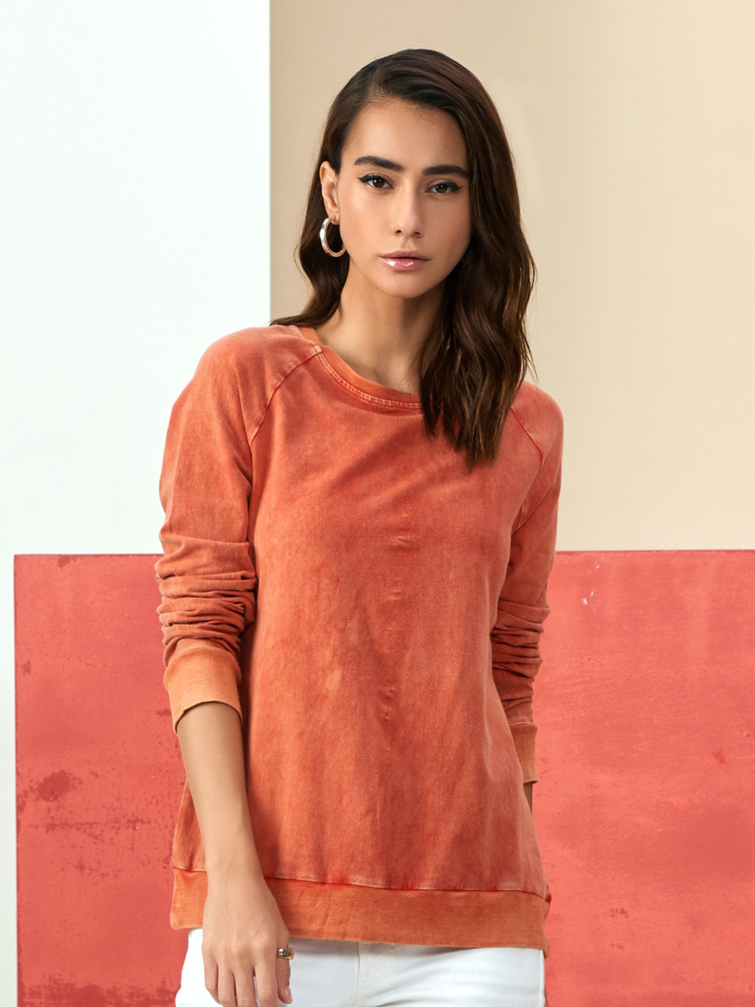

Style Island Women Regular Pullover Sweatshirt, Rust