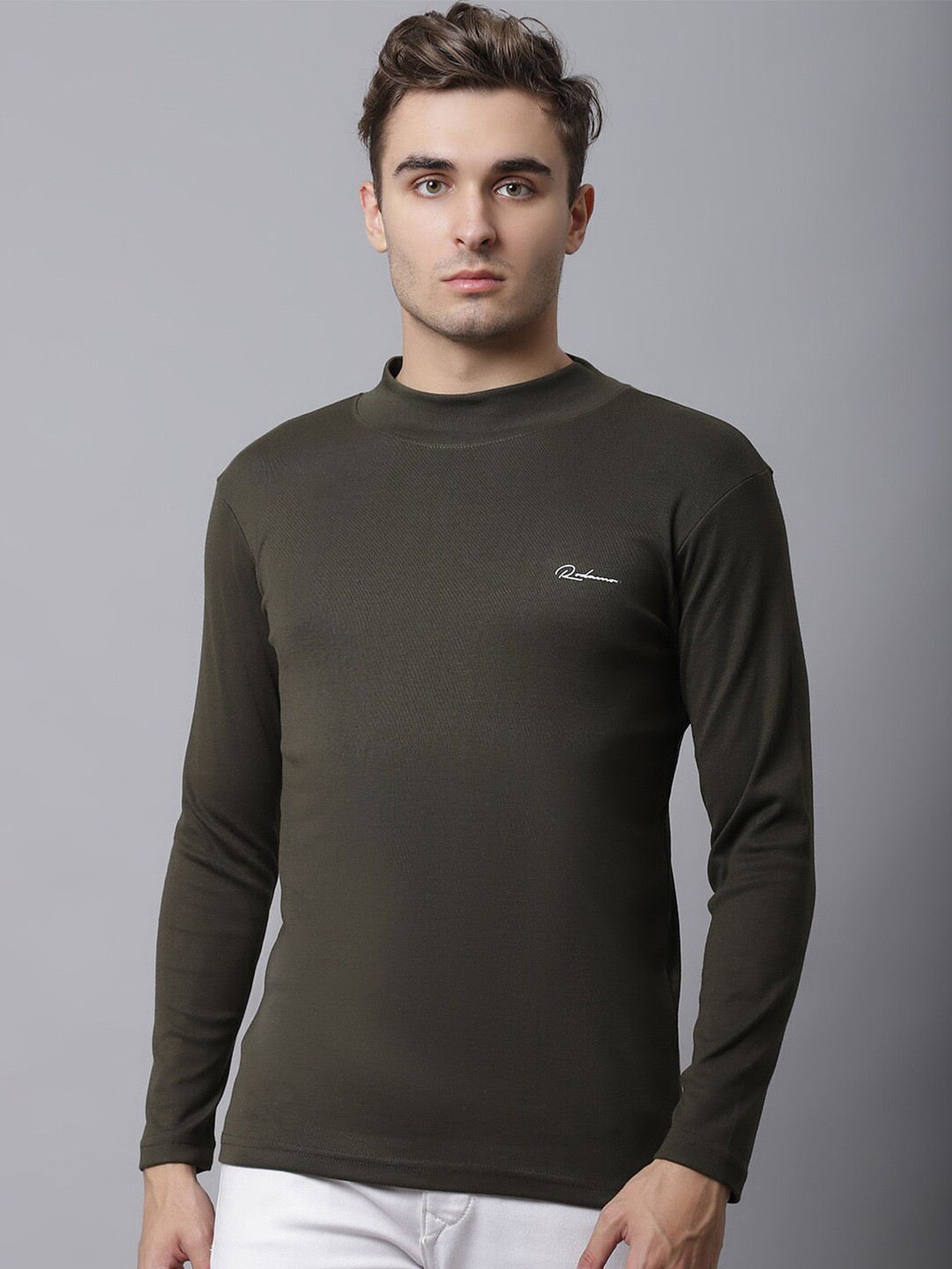 

Rodamo Men Grey Slim Fit Cotton T-shirt