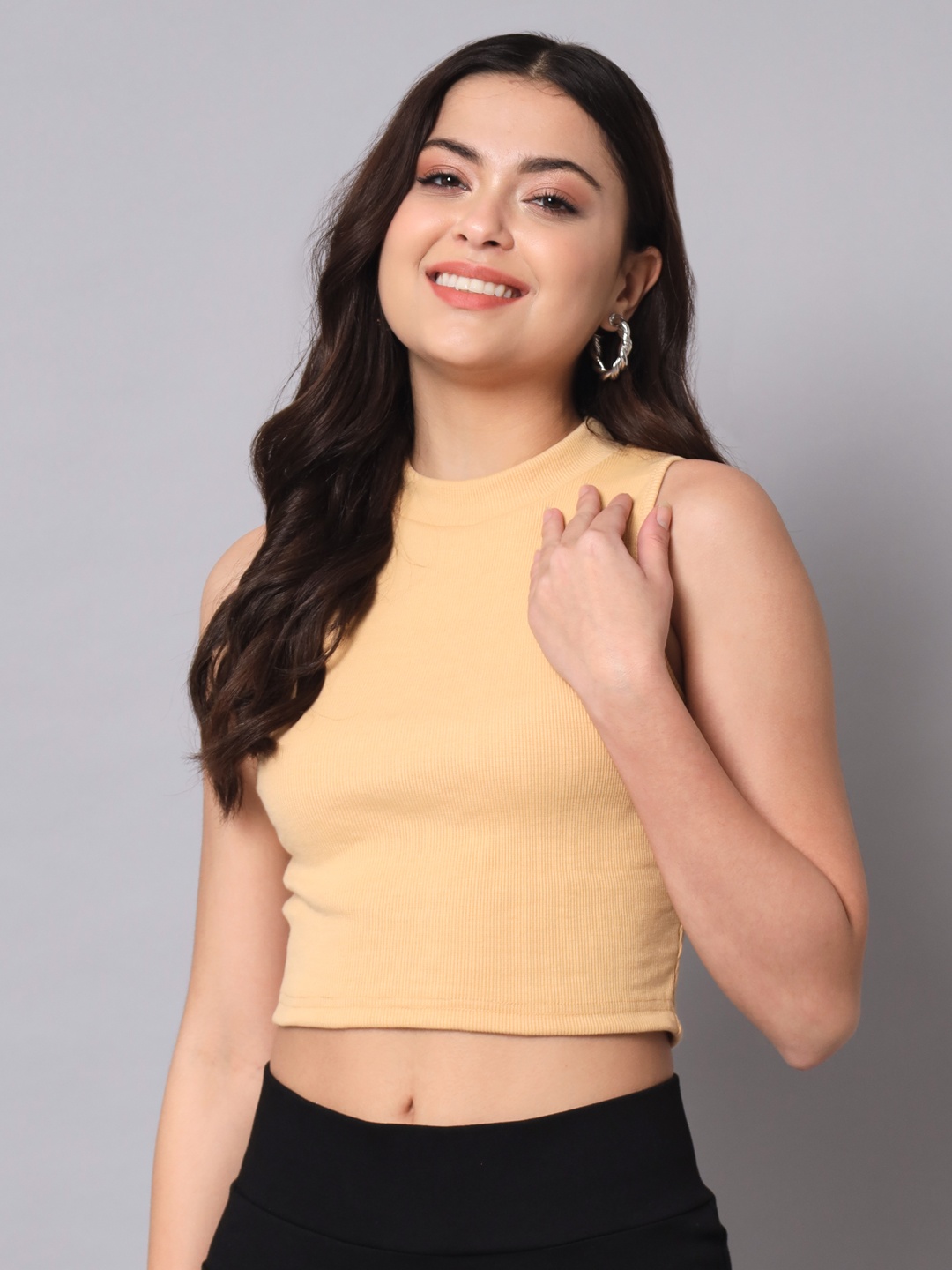 

AAHWAN Women Beige Crop Top