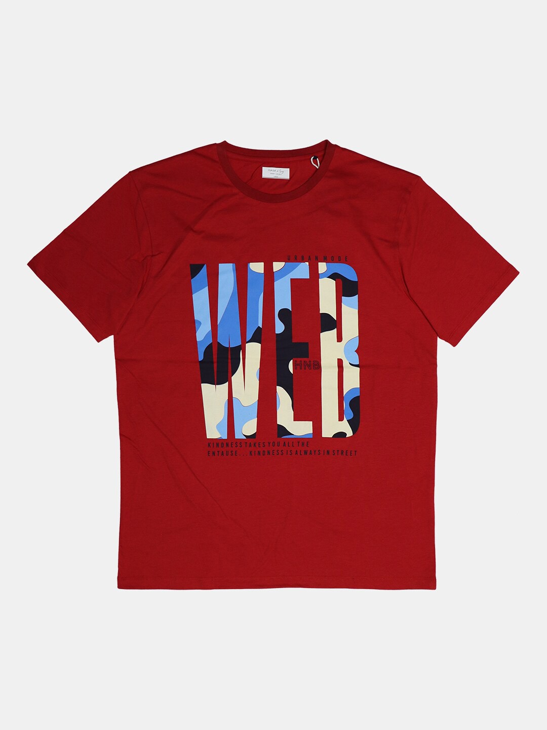 

HARBOR N BAY Men Red Printed Cotton T-shirt