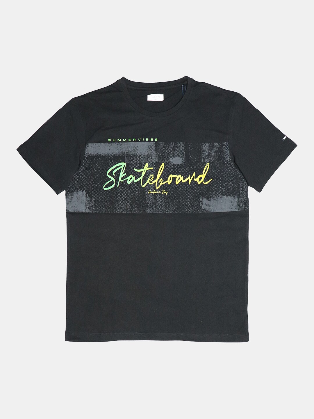 

HARBOR N BAY Men Black Printed Cotton T-shirt