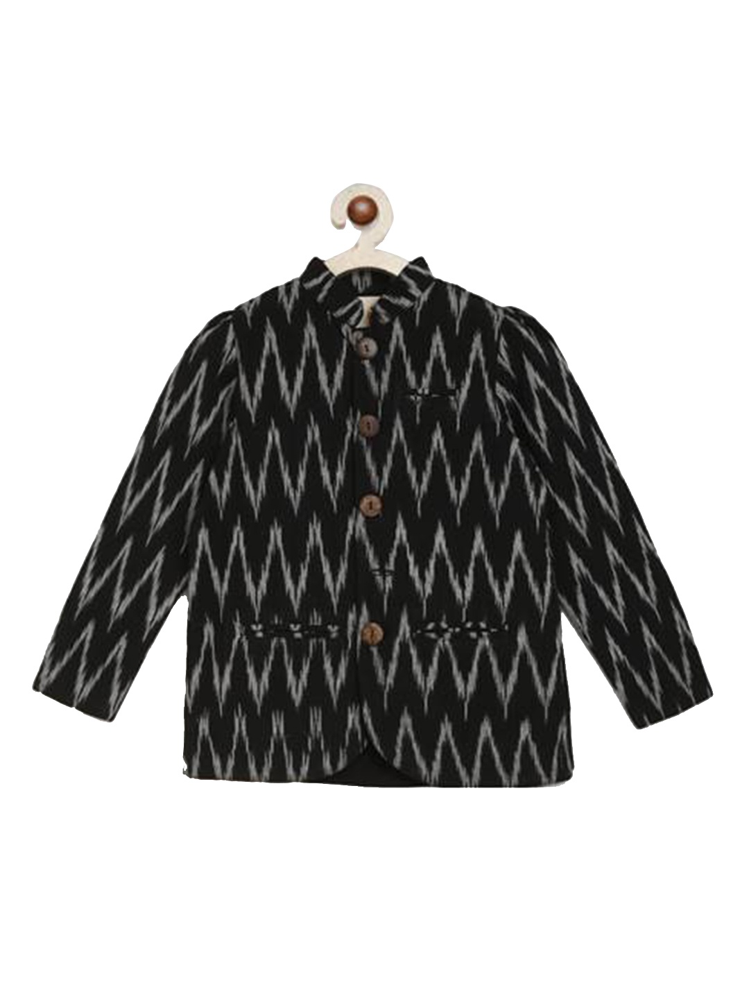 

charkhee Boys Black Open Front Jacket