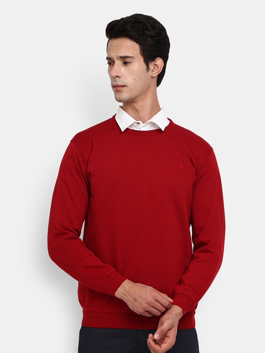 

V-Mart Round Neck Fleece Sweatshirt, Maroon